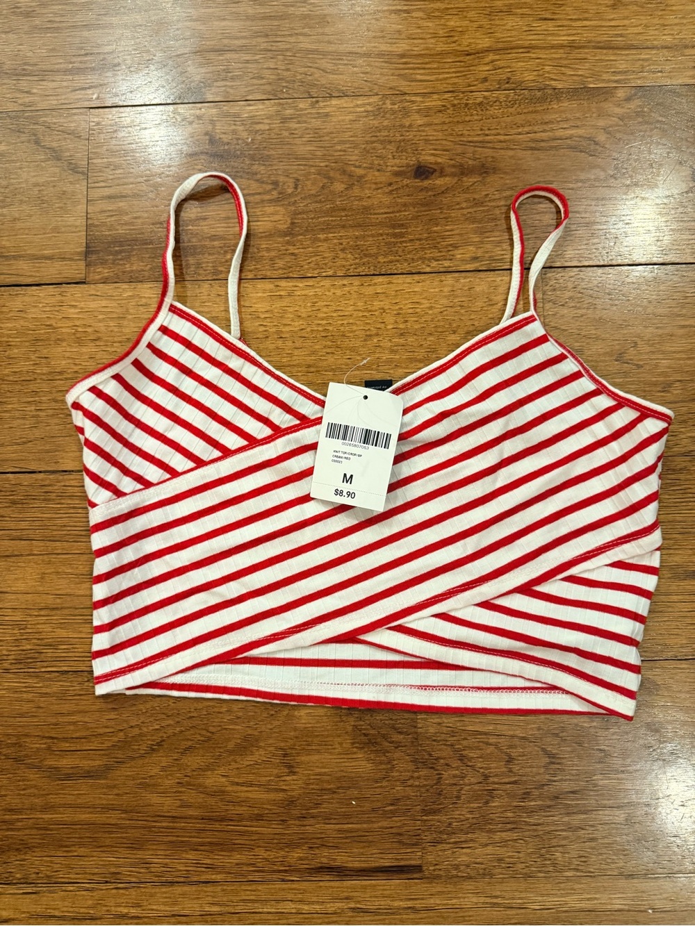 NEW WITH TAGS Striped Red & White Cropped Cami Top - Women's